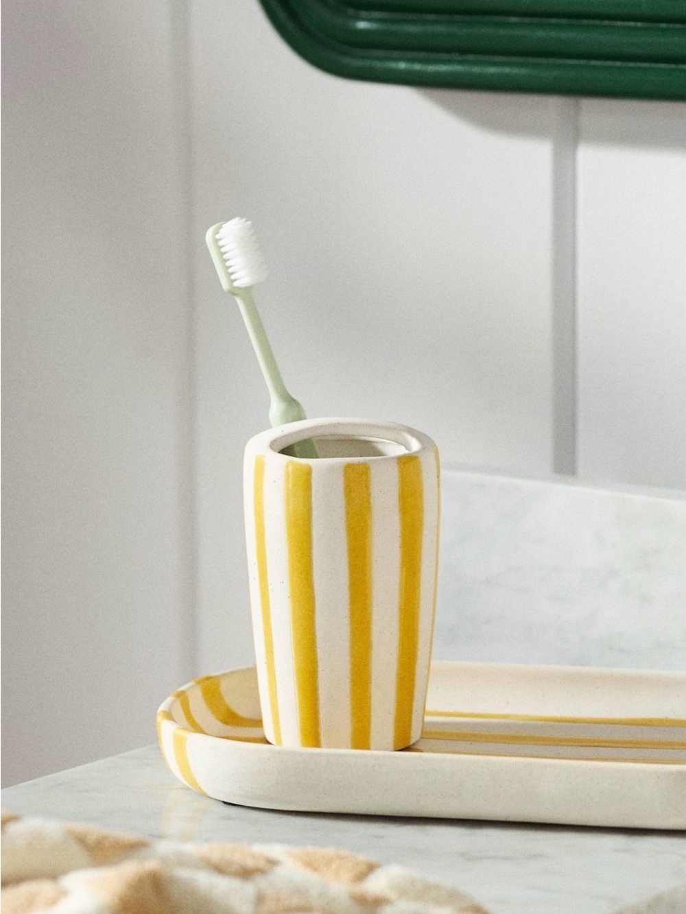 Anthropologie Striped Ceramic Toothbrush Holder, NIP